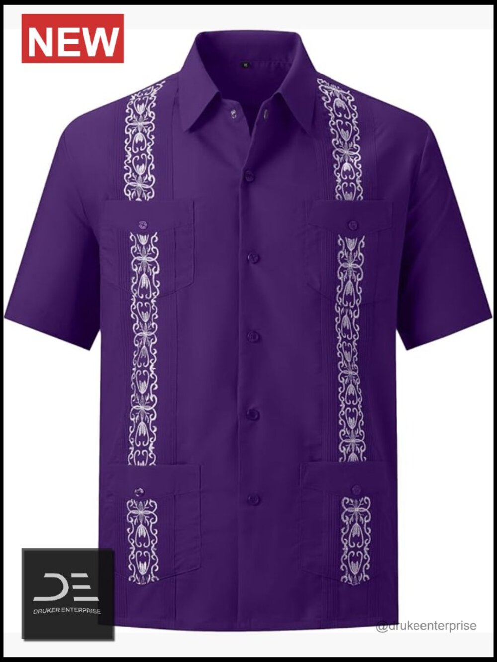 Guayabera Short Sleeve Snap Shirt Casual Button Down Cotton